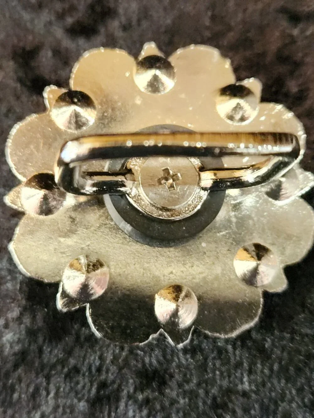 SCARF SLIDE Concho w CLEAR & AB stones SILVERTONE NEW by Ornaments Collection